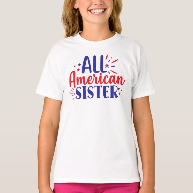 All American Sister 4th July T-Shirt for Kids (Front)
