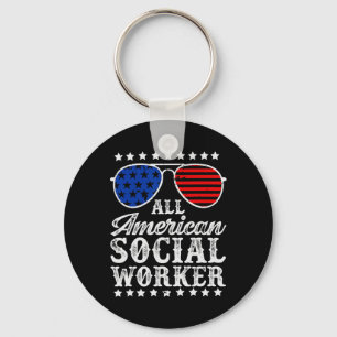 All American Social Worker 4th Of July Us American Key Ring