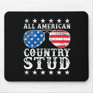 All American Stud Boy Country 4th Of July Usa Flag Mouse Pad