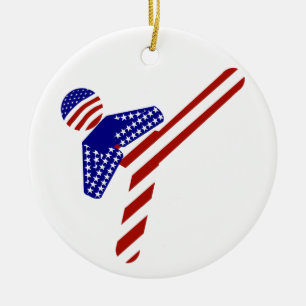 All-American TaeKwondo Kick (1) Ceramic Ornament