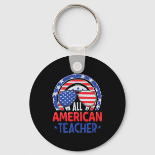 All American Teacher 4th Of July Key Ring