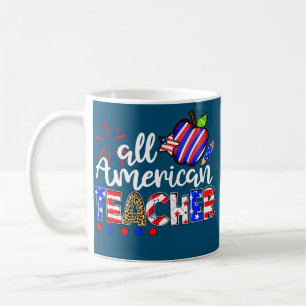 All American Teacher Fireworks Leopard 4th Of Coffee Mug