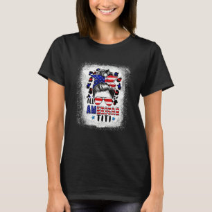 All American Titi Bleached Leopard Patriotic July T-Shirt