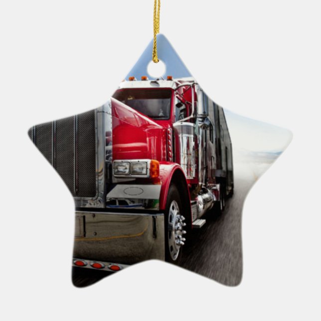 All American Trucker Ceramic Tree Decoration (Front)