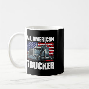 All American Trucker Patriotic Truck Driver Dad 4t Coffee Mug