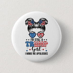 All American Trump Girl 4th Of July Messy Bun No A 6 Cm Round Badge