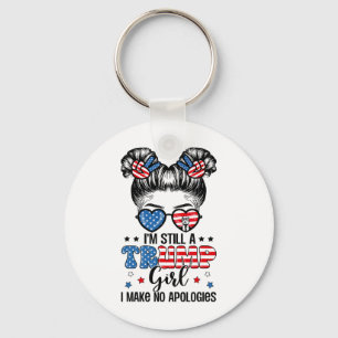 All American Trump Girl 4th Of July Messy Bun No A Key Ring