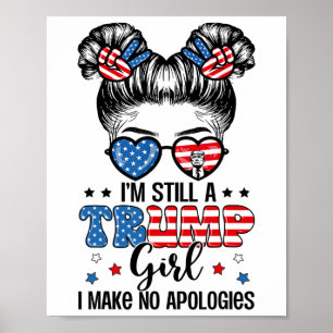 All American Trump Girl 4th Of July Messy Bun No A Poster