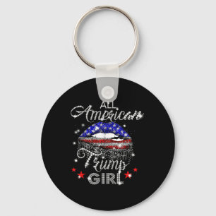 All American Trump Girl Mouth Diamond  Key Ring