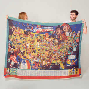 All-American Vintage Football Map Fleece Blanket