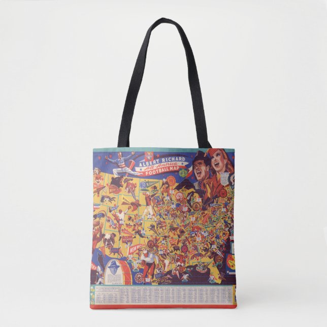 All-American Vintage Football Map Tote Bag (Front)