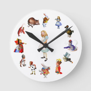 All Around Alice In Wonderland Round Clock