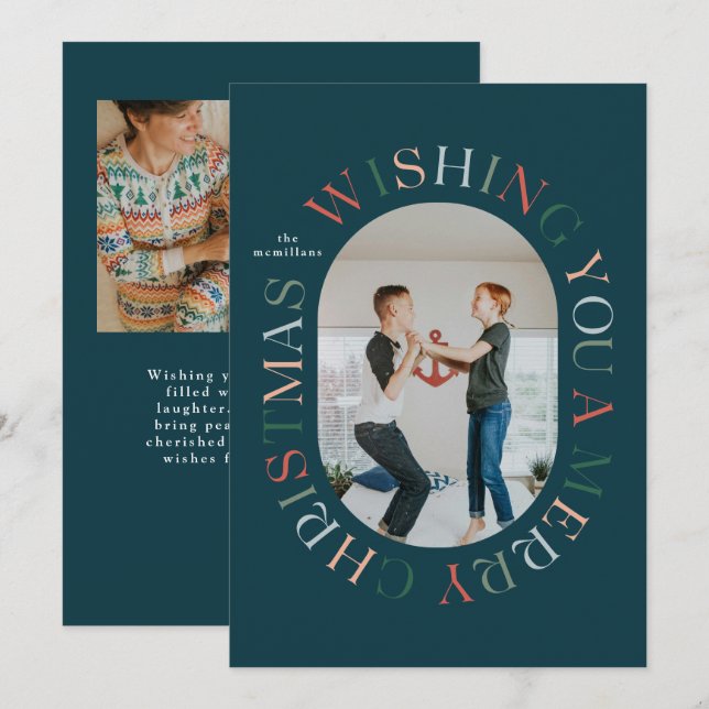 All Around Merry Christmas Colourful Photo Card (Front/Back)