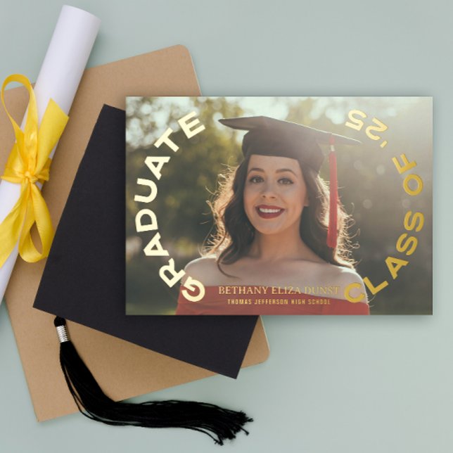 All Around Modern Real Foil (All Around Graduation Announcement)