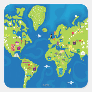 All Around the World Square Sticker