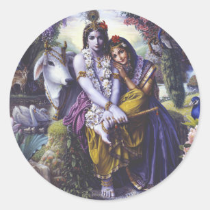 All-Attractive Couple Radha Krishna Classic Round Sticker