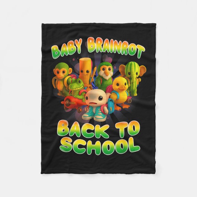 All Baby Brainrot Italian Meme Cute Back To School Fleece Blanket (Front)