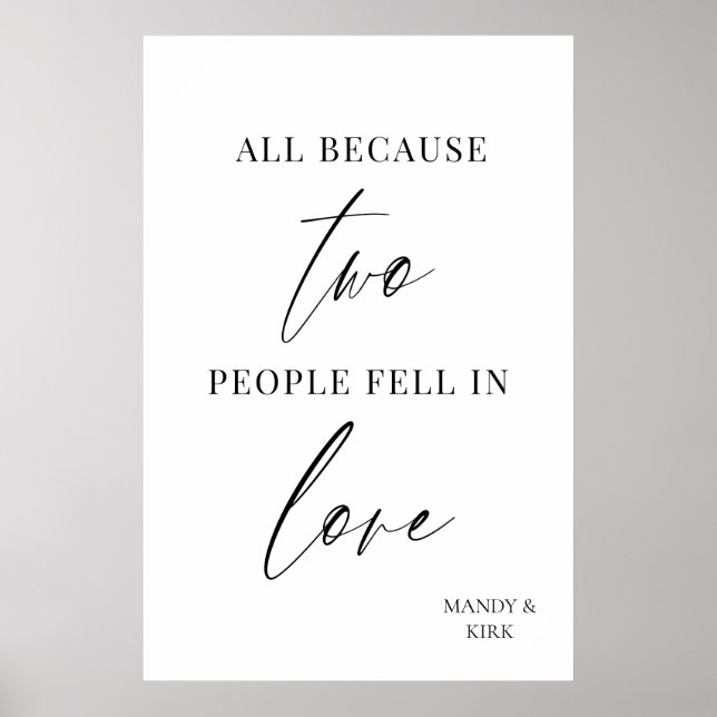 All Because Two People Fell in Love Wedding Sign  (Front)