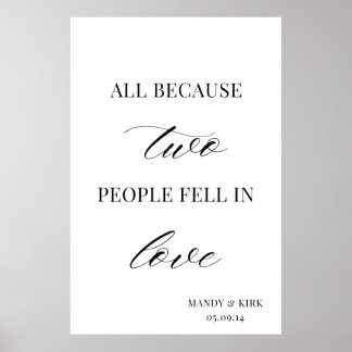 All Because Two People Fell in Love Wedding Sign 