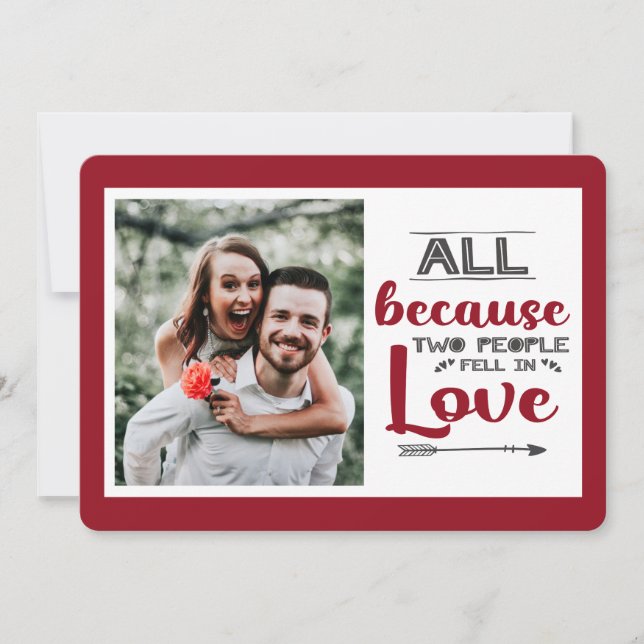 All because two people fell in love with picture holiday card (Front)