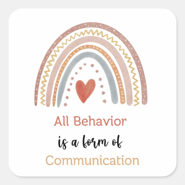 All Behaviour Form of Communication Autism Special Square Sticker (Front)