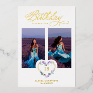 All Birthday Lilac Real Gold 2 Photos Floral Heart