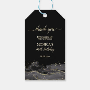 All black affair birthday party elegant favour gift tags