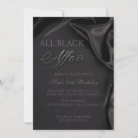 All Black Affair Black Tie Birthday Invitation