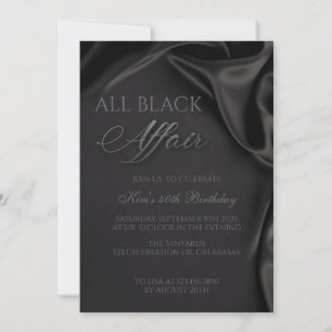 All Black Affair Black Tie Birthday Invitation