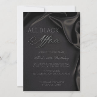 All Black Affair Black Tie Birthday Invitation