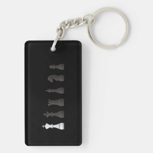 All black one white, chess pieces key ring