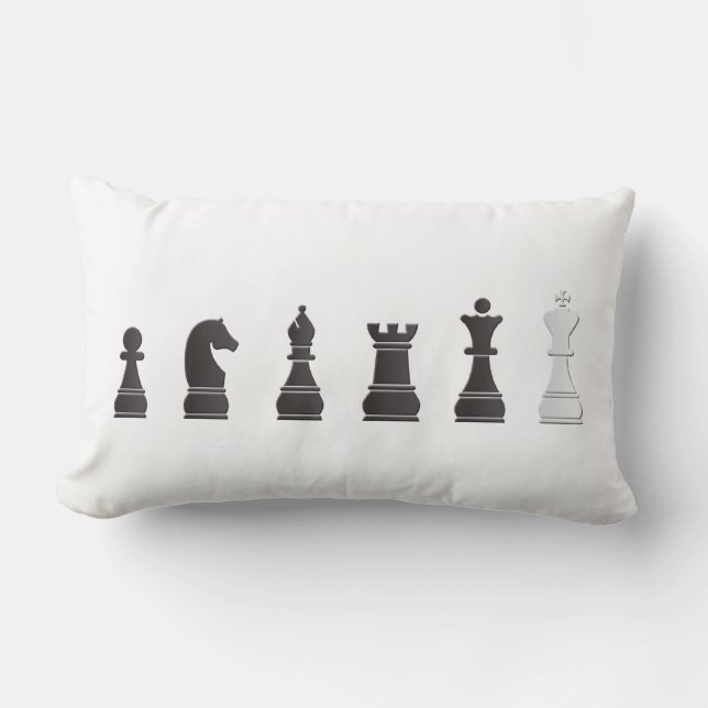 All black one white, chess pieces lumbar cushion (Front)