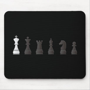 All black one white, chess pieces mouse pad