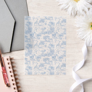 All Blue Toile Safari Animal Baby Boy Shower Vellum Invitations