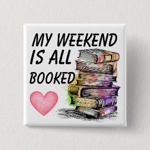 All Booked  15 Cm Square Badge