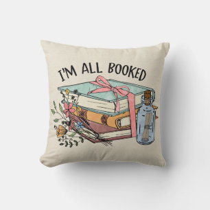 All booked flowers ribbon book message in a bottle cushion