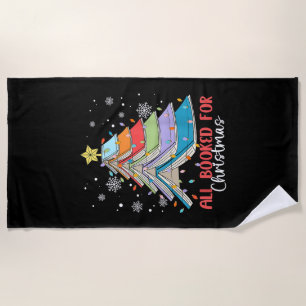 All Booked For Christmas Book Christmas Tree Light Beach Towel