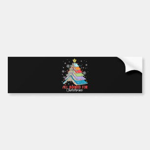 All Booked For Christmas Book Christmas Tree Light Bumper Sticker