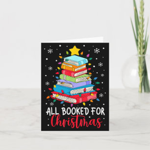 All Booked For Christmas Book Christmas Tree Light Card