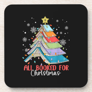 All Booked For Christmas Book Christmas Tree Light Coaster