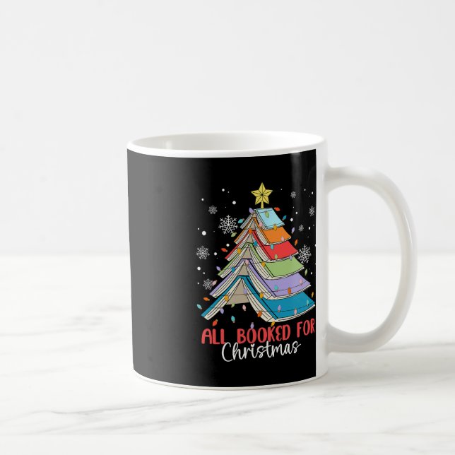 All Booked For Christmas Book Christmas Tree Light Coffee Mug (Right)