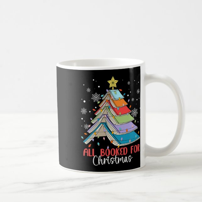All Booked For Christmas Book Christmas Tree Light Coffee Mug (Right)