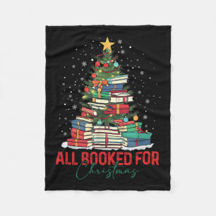All Booked For Christmas Book Christmas Tree Light Fleece Blanket
