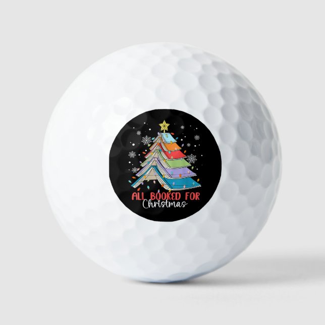 All Booked For Christmas Book Christmas Tree Light Golf Balls (Front)