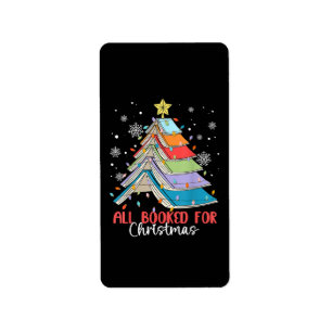 All Booked For Christmas Book Christmas Tree Light Label