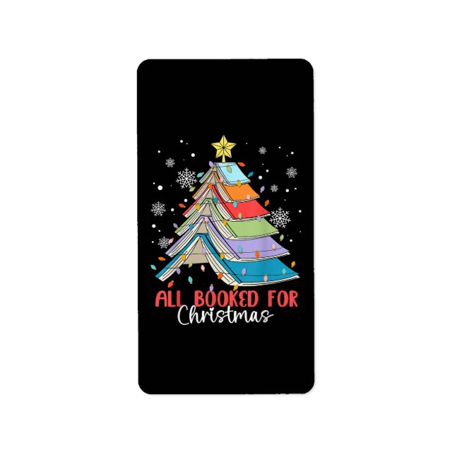 All Booked For Christmas Book Christmas Tree Light Label (Front)
