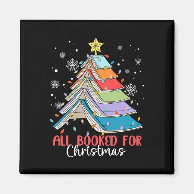 All Booked For Christmas Book Christmas Tree Light Magnet (Front)