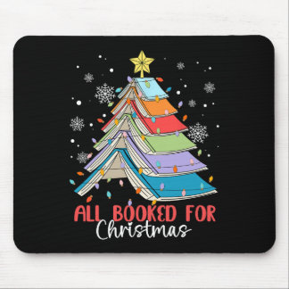 All Booked For Christmas Book Christmas Tree Light Mouse Pad