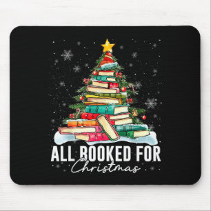 All Booked For Christmas Book Christmas Tree Light Mouse Pad