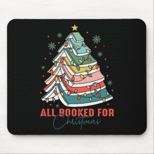 All Booked For Christmas Book Christmas Tree Light Mouse Pad
